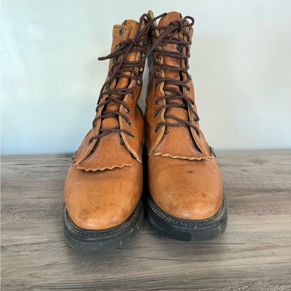 Justin Conductor Steel Toe Work Boots Lace Up Double Comfort Mens 9.5 - Picture 4 of 9